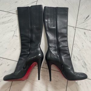 Christian Louboutin knee high black leather boots, sze 39